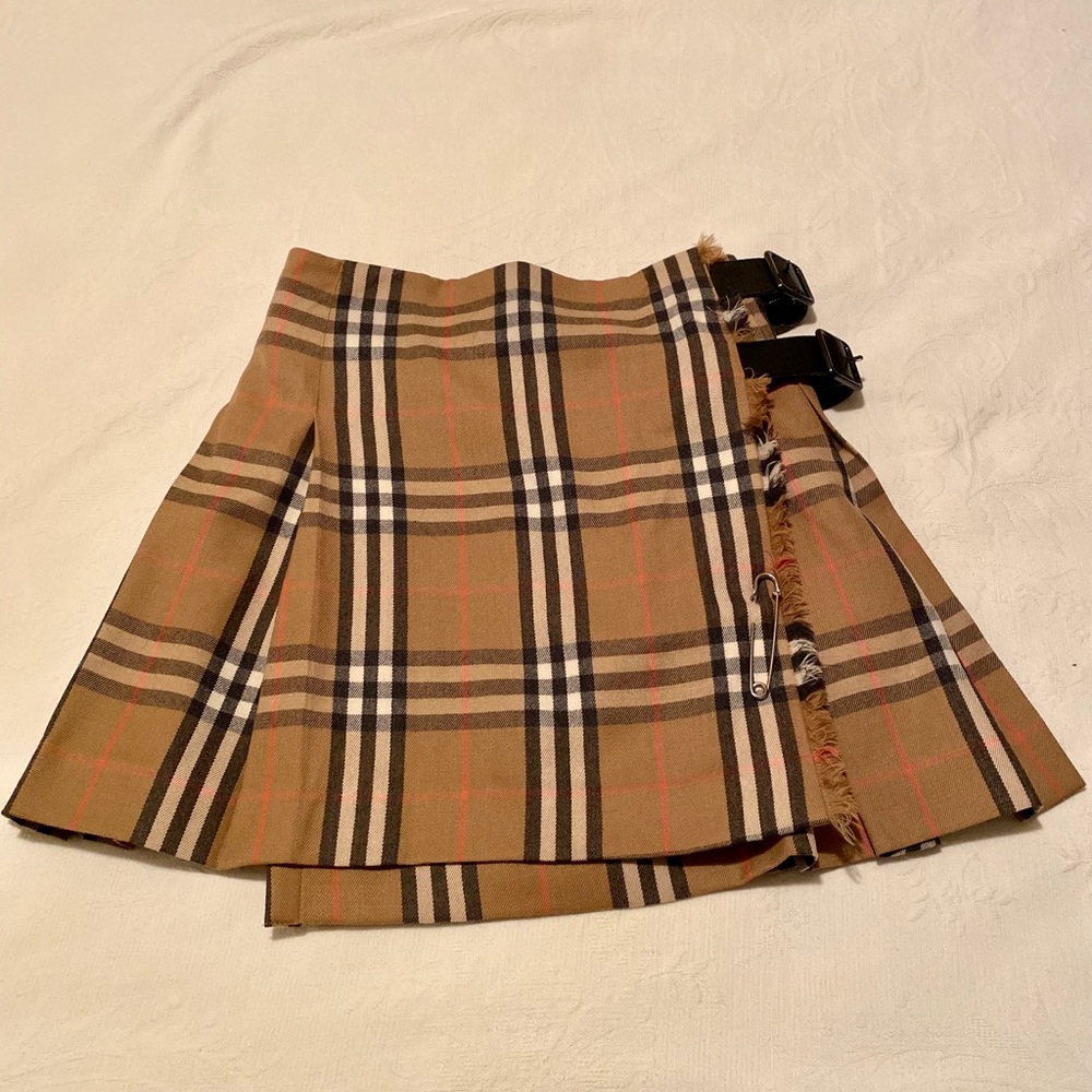 Vintage Burberry wool skirt with safety pin detail